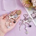 thumbnail image 3 of 2Pcs Keychain Purse Charms Plastic Imitation Pearl Acrylic Alloy Pendant Heart Bowknot Charms with Alloy Swivel Clasps, 3 of 5