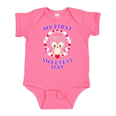 

Inktastic My First Sweetest Day with Owl and Hearts Gift Baby Boy or Baby Girl Bodysuit
