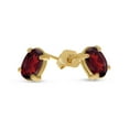 thumbnail image 3 of 14k Yellow Gold Oval Garnet Earrings, 3 of 4