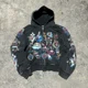 thumbnail image 2 of Sudadera informal y2k para mujer, cárdigan con cremallera, sudadera holgada con capucha, letras estampadas versátiles, patrón geométrico de hip hop, novedad de 2024, 2 of 5