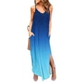 thumbnail image 2 of Npasoilc Summer Dresses For Women 2024 Long Dress Sleeveless Casual Loose V-Neck Strappy Split Beach Dresses Cover Up Long Cami Maxi Dresses Sundress With Pockets, 2 of 5