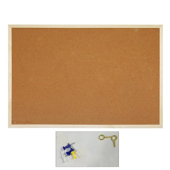WE-POLUJ Vintage-Style Wooden Frame Cork Board Notice Board Dual-Sides 30x40CM 40x60CM