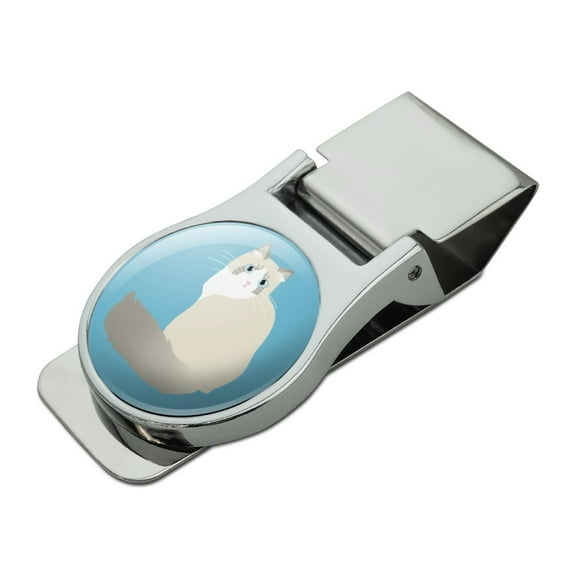Ragdoll Cat Satin Chrome Plated Metal Money Clip