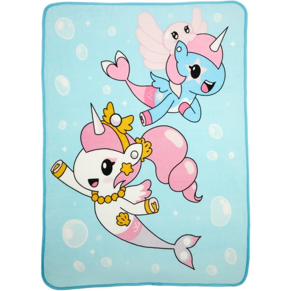 Mermicorno Starfall Kids Blue Print Fleece Throw Blanket, 46 x 60