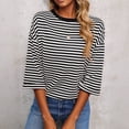 thumbnail image 2 of Womens Tops 2026 Striped Tie Back Short Sleeve T Shirts Crewneck Casual Loose Basic Tee Summer Outfits, 2 of 9