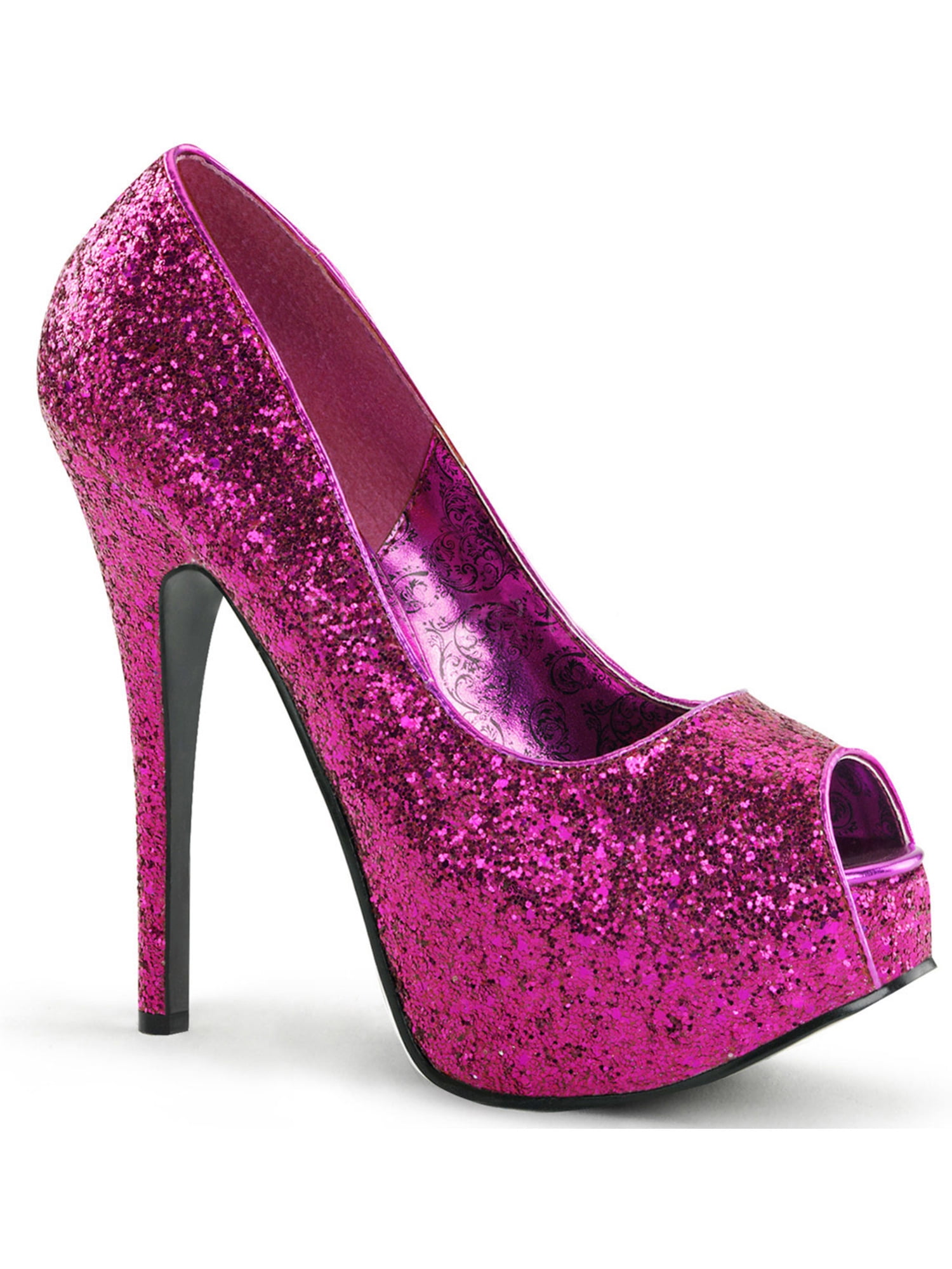 Augusta Sportswear - womens hot pink peep toe glitter pumps sparkly ...