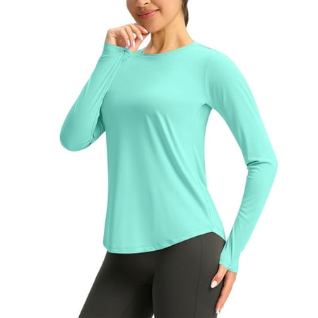 UPF 50+ Sun Shirts for women Lightweight Side Slit Hiking Shirt with Breathable Stretch Long Sleeve UV Protection for Running & Fishing