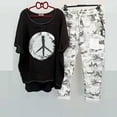 thumbnail image 2 of ibuvkizy Two Piece Sets for Women Summer Casual Outfit Sets,Women Jogger Outfit Plus Size,Women's Print Crewneck Half Sleeve Pullover Shirt Tops + Pants Trousers Set, 2 of 5