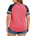 thumbnail image 6 of LANREMON Women Plus Size tops Summer t shirts Tunic for Women Crew Neck Short Sleeve Flowy Oversized T Shirts Clothes Pink 22 Plus, 6 of 6