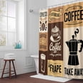thumbnail image 6 of Coffee Shower Curtain for Bathroom Decor, Coffee Beans Cup Waterproof Fabric Shower Curtain, 66"x72" Set with 12 Hooks, 6 of 9