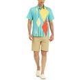 thumbnail image 2 of Lars Amadeus Men's Casual Printed Color Block Point Collar Short Sleeves Shirts, 2 of 6