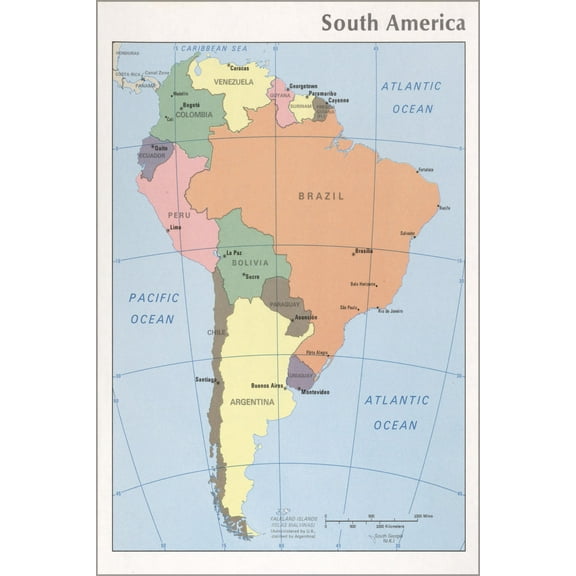 History Galore Cia Map of South America 1976 24"x 36" Poster