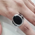 thumbnail image 2 of Flat Black Onyx Mens Ring, Natural Black Onyx Ring, Silver Jewelry, 925 Silver Ring, Birthday Gift, Heavy Mens Ring, Arabic Design, Ottoman Style Ring, Christmas, Turkey Mens Signet Ring, 2 of 5