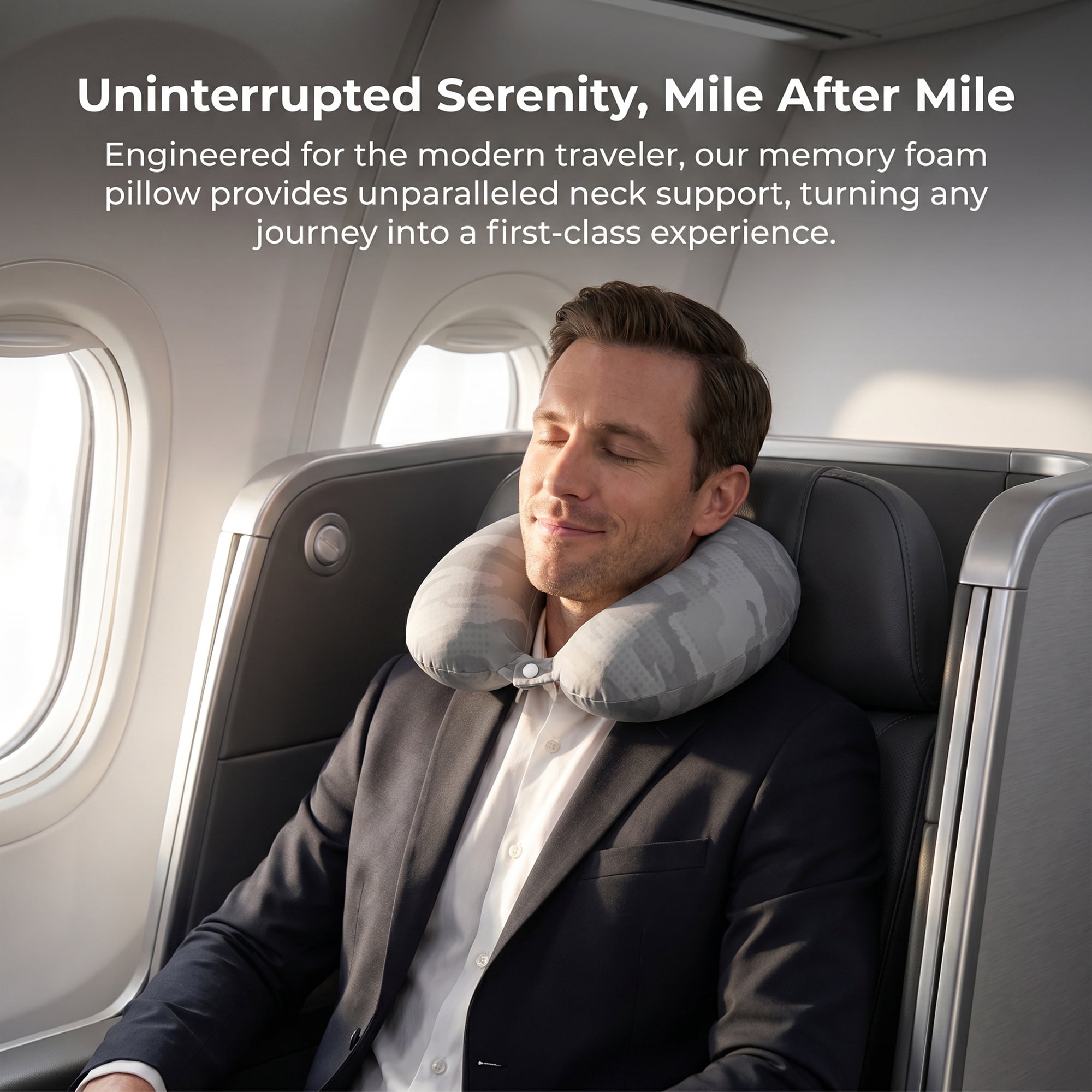 Unique Bargains Memory Foam Travel U Shape Neck Pillow with Buckle Gray 12"x12"x4"