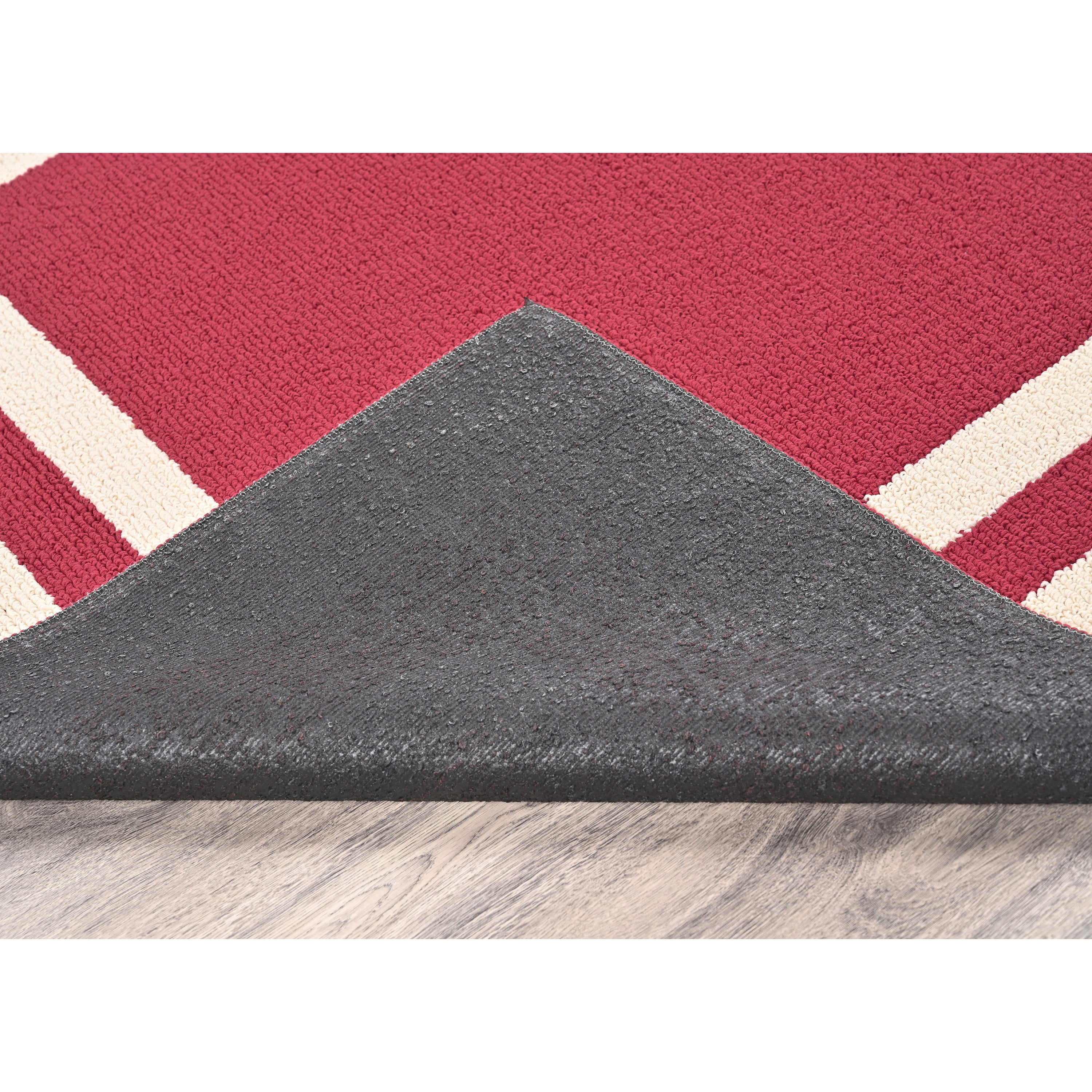 Garland Rug Borderline Polypropylene Burgundy/Tan Indoor/Outdoor Rug Set, 3 Piece Set (24"x40" Accent Rug, 2'x5' Runner Rug, and 5'x7' Area Rug)