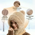 thumbnail image 3 of 2026 New 3 in 1 Beanie Hat with Scarf and Mask, 3 in 1 beanie hat for women,Women's Outdoors Windproof Scarf Hat, Knitted Ski Mask Set(1pc pink), 3 of 14