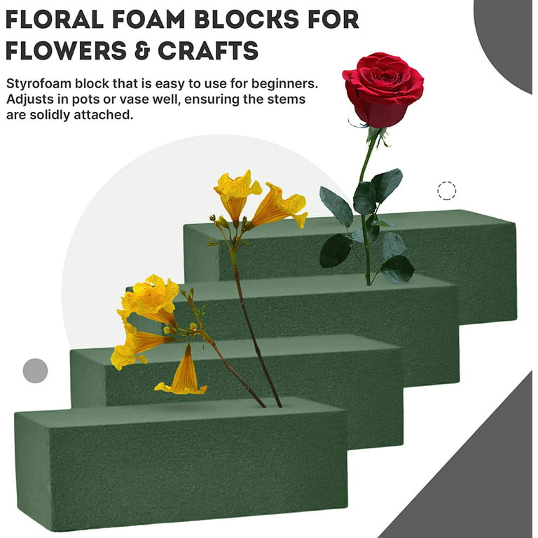 Gentle Grip Floral Foam Blocks for Flower Arrangements Styrofoam Block for Artificial Flowers & Plant Decoration, Great for Crafts, Green Foam Bricks