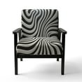 thumbnail image 4 of Designart "Optical Art dreaming black and white" Black Stripe Upholstered Accent Chair - Modern Arm Chair For Living Room, 4 of 5