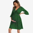 thumbnail image 2 of Maplenight 3/4 Sleeve Maternity Dressss for Women V Neck Wrap Polka Dots Breastfeeding Dress Loose Casual Summer Pregnancy Clothes, 2 of 5