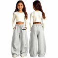 thumbnail image 4 of JAJAHO Girls Joggers Sweatpants Drawstring Baggy London Letter Print Kids Athletic Pants With Pockets 5-15Y, 4 of 4