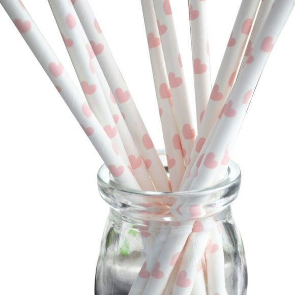 facefd 25 Pcs/Pack Pailles en Papier à Rayures Jetables Multicolores pour Fête