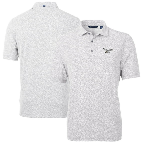 Men's Cutter & Buck Gray Philadelphia Eagles Virtue Eco Pique Botanical Print Recycled Polo