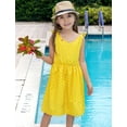 thumbnail image 4 of Aideaone Girls Dresses Sleeveless Summer Dress Bowknot Strap Polka Dot V Neck Sundress Yellow 3-10T, 4 of 7