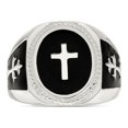thumbnail image 4 of Mens Sterling Silver Black Agate Ring Cross Ring, 4 of 5