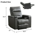 thumbnail image 4 of Bonzy Home Power Electric Recliner Chair, PU Leather Home Theater Seating with Cup Holders, USB Port & Hidden Storage, Single Movie Recliner for Living Room Media Room, Gray, 4 of 7