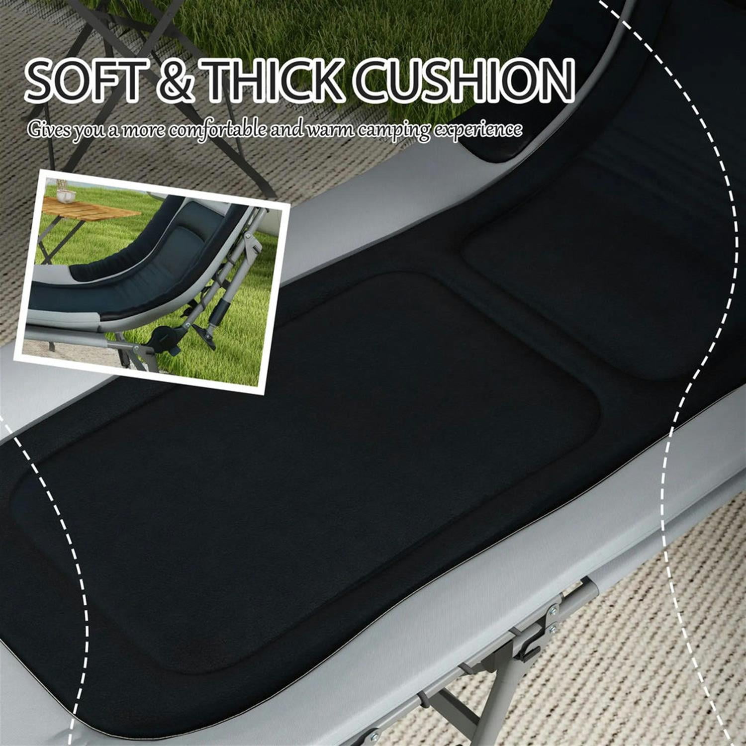 Demi Bonn Heavy Duty Camping Cot, Outdoor Portable Folding Bed with Comfortable Padded Cushion, 180° Reclining Backrest, 400 lbs Weight Limit, Gray