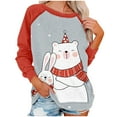thumbnail image 2 of Chandail en Molleton de Noël pour Femmes 2023 Mode Imprimé de Noël Manches Longues Blouse Col Rond Chandail Décontracté Hauts Chandails en Molleton en Liquidation, 2 of 4