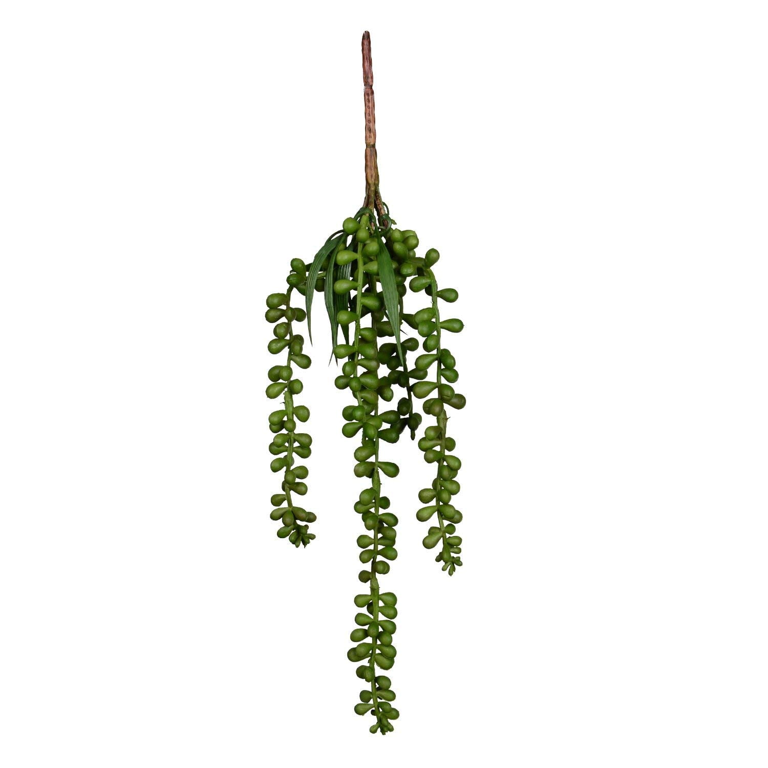 JUSTOYOU 2 Pack Artificial Succulents Plants String of Pearls Hanging Plants for Outdoor Wedding Garden Home Decor 2PCSQRL