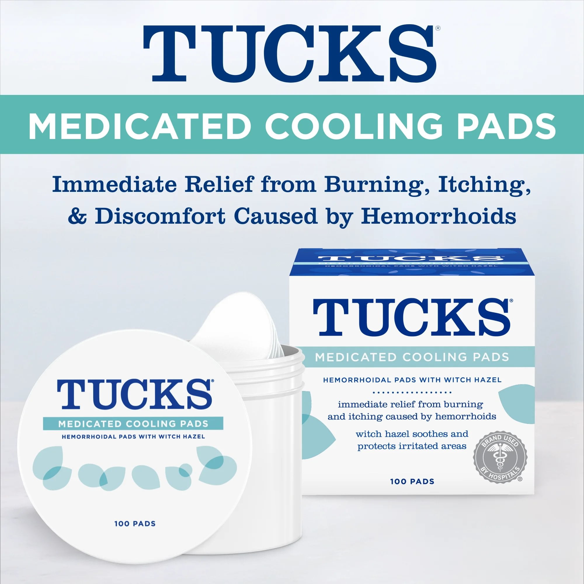 TUCKS Medicated Cooling Pads Witch Hazel Hemorrhoid Treatment 100 Count