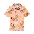 thumbnail image 4 of Girls T Shirts Henley Short Sleeve Cute Cartoon Animal Print Back to School Uniform Button Closure Active Comfy Polo Shirts, 130, 4 of 5