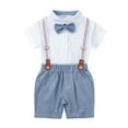 thumbnail image 2 of TAIAOJING Toddler Baby Boys Clothes Cotton Summer Gentlemen Outfits Short Sleeve Bowtie Romper Suspender Shorts Outfits Suit Set Summer Clothes 2-3 Years, 2 of 9