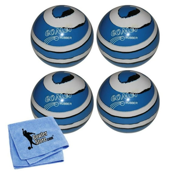Candlepin Bowling Balls - Comet Rubber - Royal with White  Black (4 1/2 inch- 2lbs. 6oz.)- 4 Balls