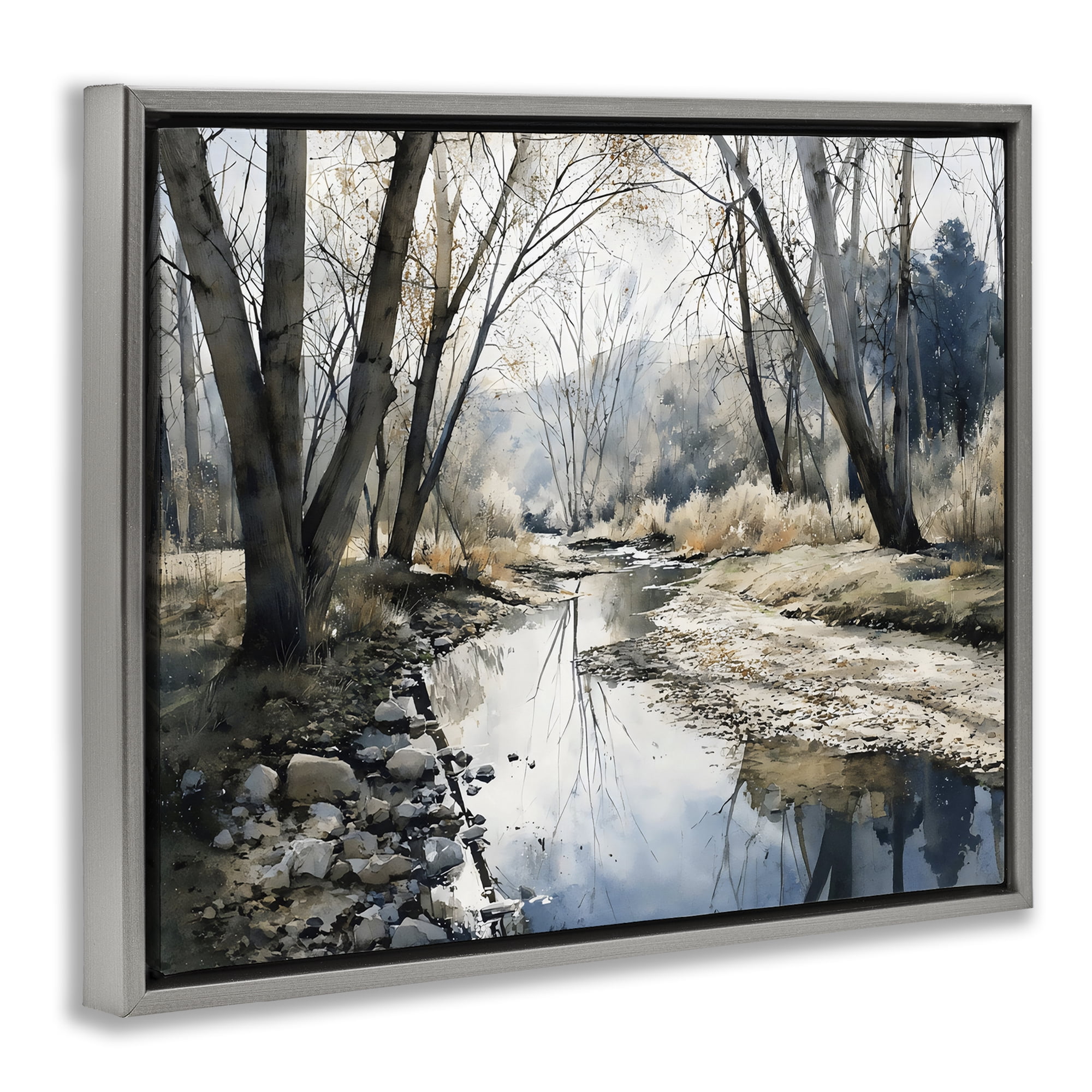 Stupell Industries Serene Reflections at Autumn Creek Gray Framed Floater Canvas Wall Art, design by Franklyn Gregory