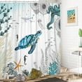 thumbnail image 3 of Sea Turtle Shower Curtain, Blue Teal Octopus Underwater Ocean Animal Seashell Jellyfish Theme Bathroom Curtain Waterproof Fabric Machine Washable with Hooks,72'''' Wx84 L (GCI-10230), 3 of 6