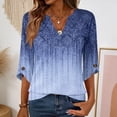 thumbnail image 2 of Womens 3/4 Length Sleeve Tunic Tops Casual V Neck Shirts Business Work Blouses Trendy Flowy Tees, Size: S-2XL, 2 of 6