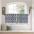 thumbnail image 2 of Navy Blue Pine Leaves Tier Curtains 24 Inch Length, Abstract Geometric Gray Plaid Cafe Short Curtains for Bathroom Over Sink, Small Kitchen Curtain Light Filtering Tiered Drapes 2 Panels 27.5"Wx24"L, 2 of 8