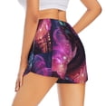 thumbnail image 2 of Uemuo Neon Futuristic Dragon Pattern Women's Athletic Shorts High Waisted Running Shorts with Liner Pockets Gym Elastic Workout Shorts-XX-Large, 2 of 9