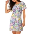 thumbnail image 2 of Lsque different patchwork Pattern Nightgowns for Women Sleep Shirts Short Sleeve Nightshirt Pullover Nightdress Soft Sleepwear Relaxed Fit Nightdress, 2 of 6