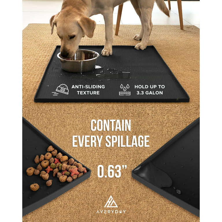AVERYDAY 32x24 Silicone Dog Water Bowl Mat Fits Multi Cat Feeding