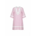 thumbnail image 6 of Women's Striped Dress V-Neck 3/4 Sleeve Colorblock Trim Dress Breathable Beach Resort Sundress Dresses for Women Pink M, 6 of 6