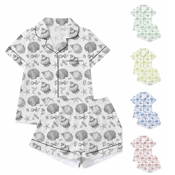 Women's Pajama Set Short Sleeve Top with Pants Soft Knit Sleepwear Loungewear
