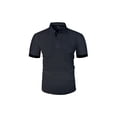 thumbnail image 4 of Yifymode Men's Classic Fit Short Sleeve Polo Shirt, Breathable Textured Fabric with Contrast Trim for Casual Wear Dark Gray 3XL, 4 of 5