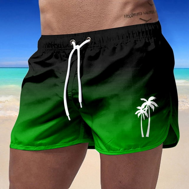 Summer Men's Board Shorts for Everyday Casual Leisure Travel Polyester Gradient Print Wide Fit Swim Short Pants