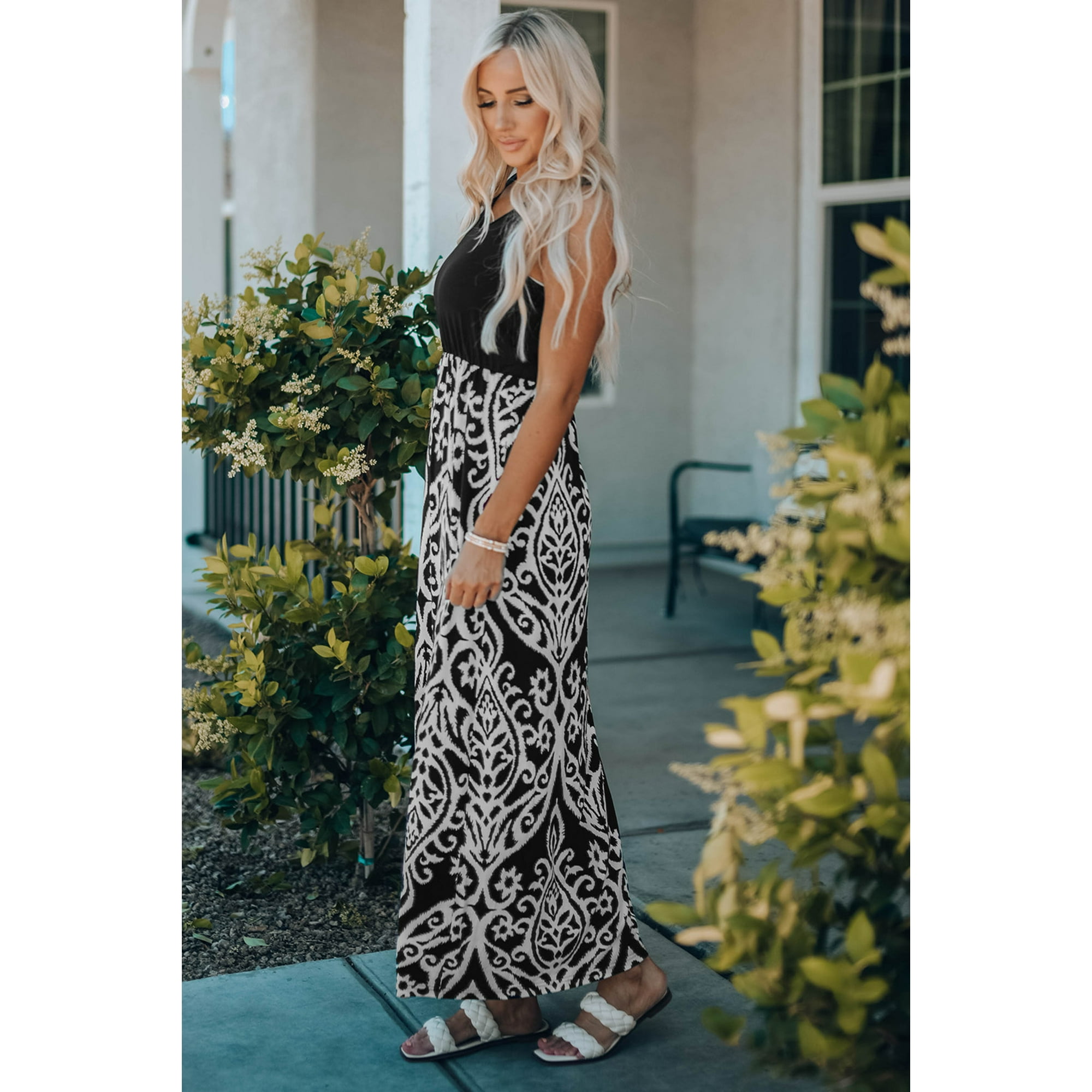 Black printed maxi dress best sale