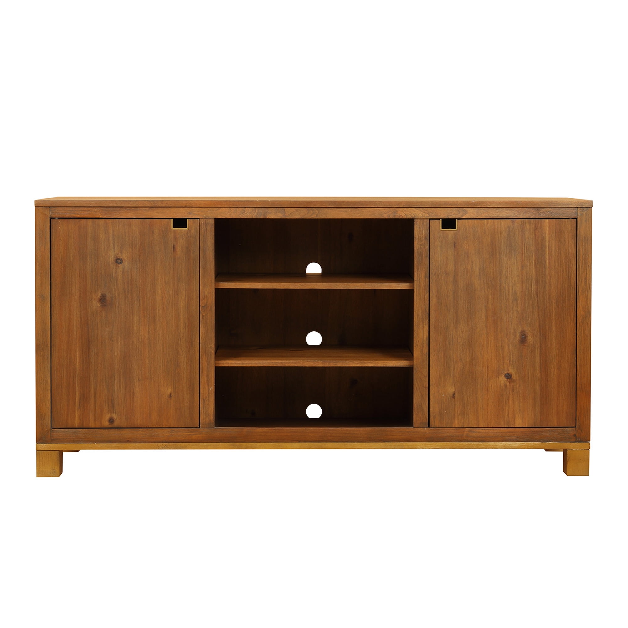 Bridgevine Home Tina 60 Inch TV Stand, High-Grade MDF, Laminate Shelves, Mango Tawny Finish