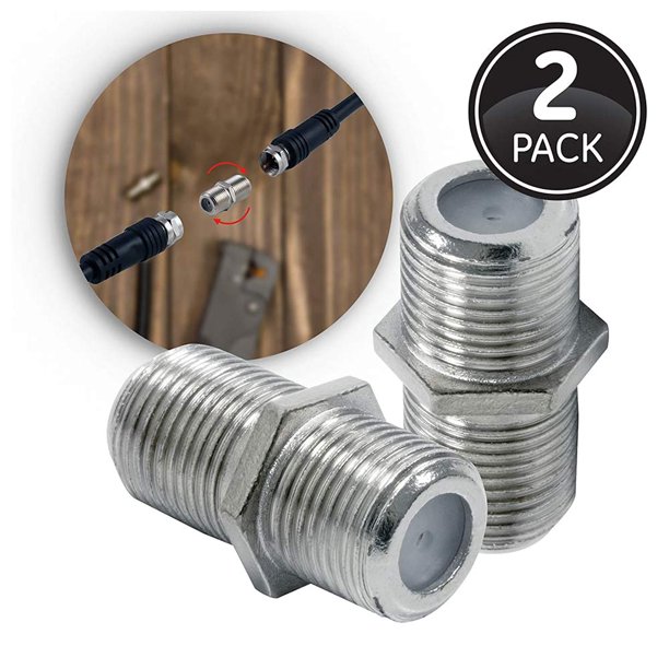 GE RG6 Coaxial Cable Extension Adapter, 2 Pack, Works On FType Cables